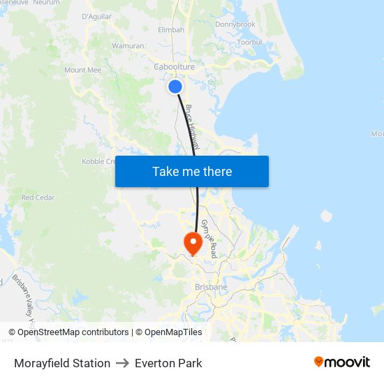 Morayfield Station to Everton Park map