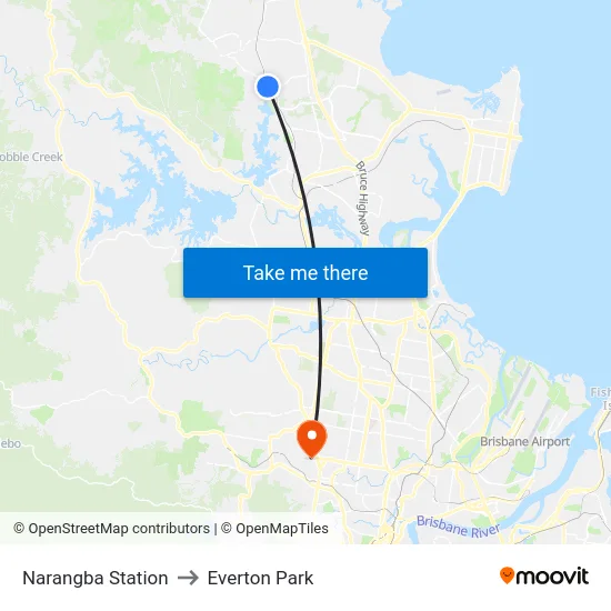Narangba Station to Everton Park map