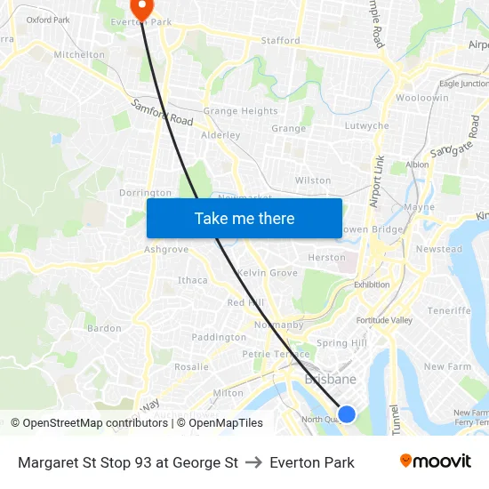 Margaret St Stop 93 at George St to Everton Park map