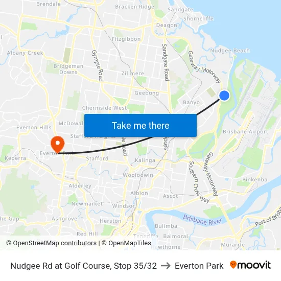 Nudgee Rd at Golf Course, Stop 35/32 to Everton Park map