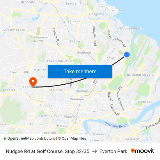 Nudgee Rd at Golf Course, Stop 32/35 to Everton Park map