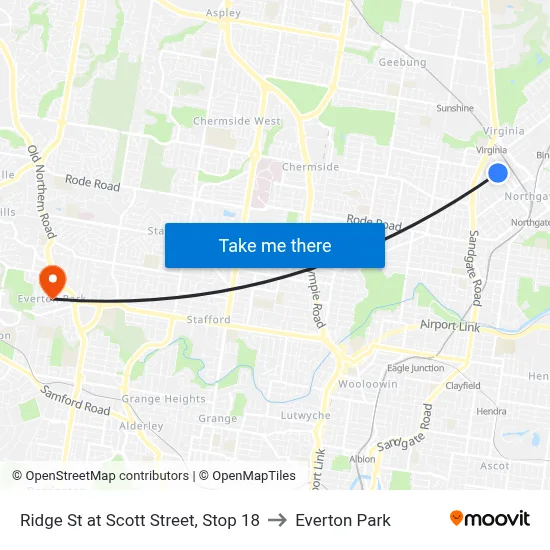 Ridge St at Scott Street, Stop 18 to Everton Park map