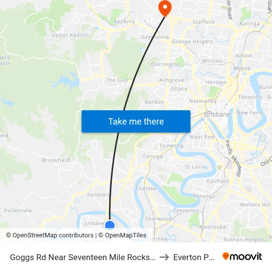 Goggs Rd Near Seventeen Mile Rocks Rd to Everton Park map