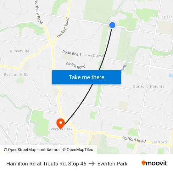 Hamilton Rd at Trouts Rd, Stop 46 to Everton Park map