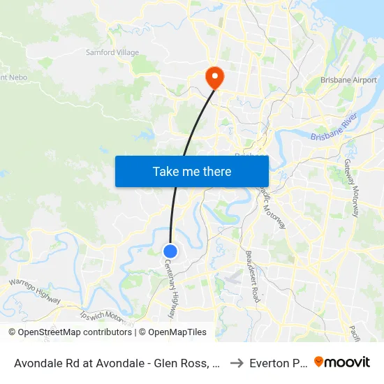 Avondale Rd at Avondale - Glen Ross, Stop 61 to Everton Park map