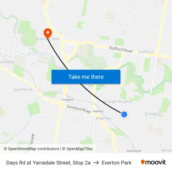 Days Rd at Yarradale Street, Stop 2a to Everton Park map
