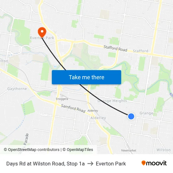 Days Rd at Wilston Road, Stop 1a to Everton Park map