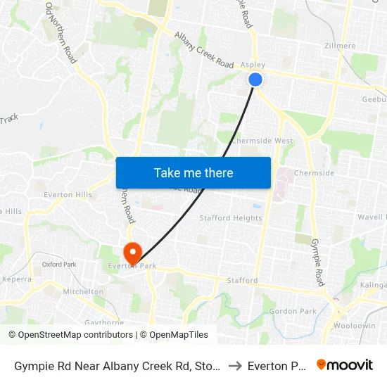 Gympie Rd Near Albany Creek Rd, Stop 42 to Everton Park map