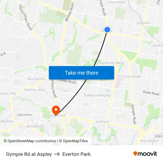 Gympie Rd at Aspley to Everton Park map