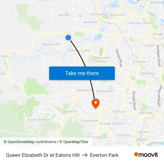 Queen Elizabeth Dr at Eatons Hill to Everton Park map