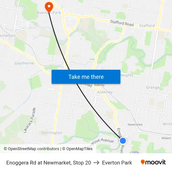 Enoggera Rd at Newmarket, Stop 20 to Everton Park map