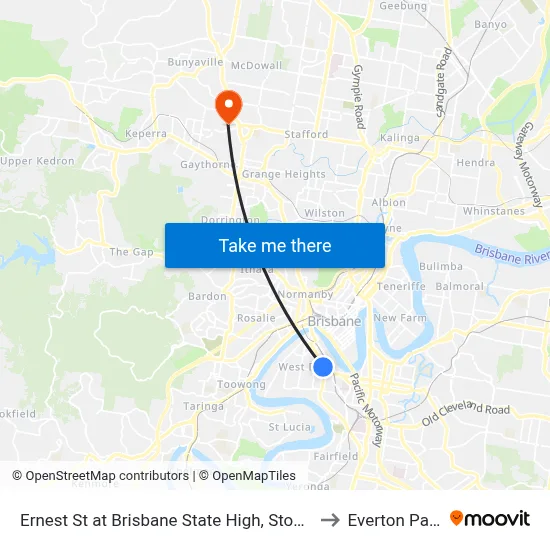 Ernest St at Brisbane State High, Stop 3 to Everton Park map