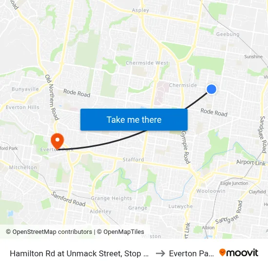 Hamilton Rd at Unmack Street, Stop 50 to Everton Park map