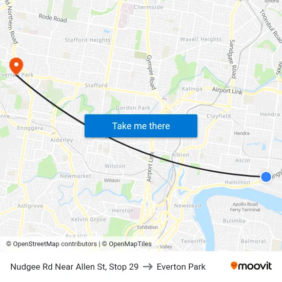 Nudgee Rd Near Allen St, Stop 29 to Everton Park map