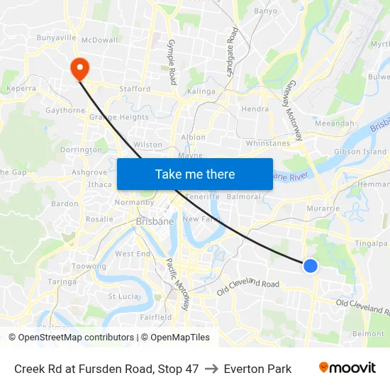 Creek Rd at Fursden Road, Stop 47 to Everton Park map