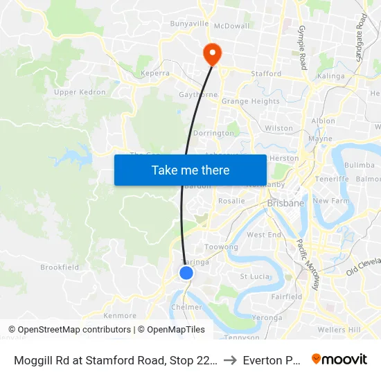 Moggill Rd at Stamford Road, Stop 22/23 to Everton Park map