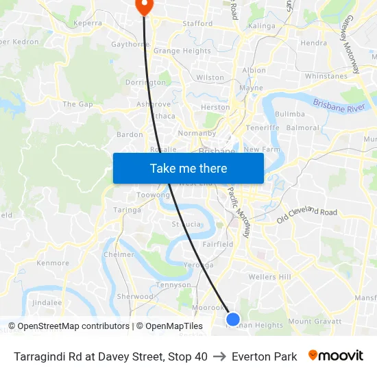 Tarragindi Rd at Davey Street, Stop 40 to Everton Park map