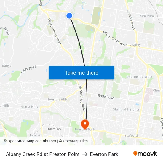 Albany Creek Rd at Preston Point to Everton Park map