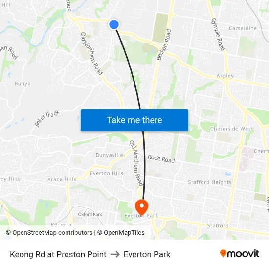 Keong Rd at Preston Point to Everton Park map