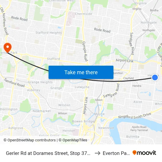 Gerler Rd at Dorames Street, Stop 37/36 to Everton Park map
