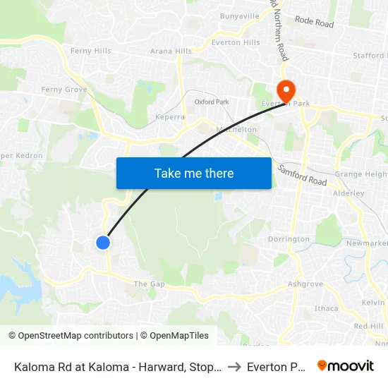 Kaloma Rd at Kaloma - Harward, Stop 38 to Everton Park map