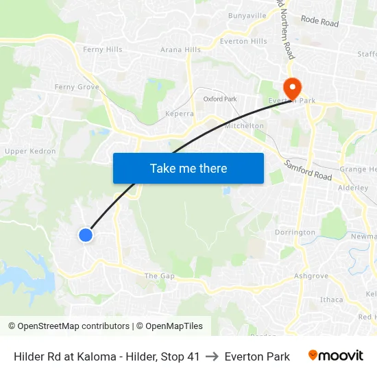 Hilder Rd at Kaloma - Hilder, Stop 41 to Everton Park map