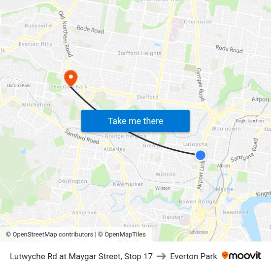 Lutwyche Rd at Maygar Street, Stop 17 to Everton Park map