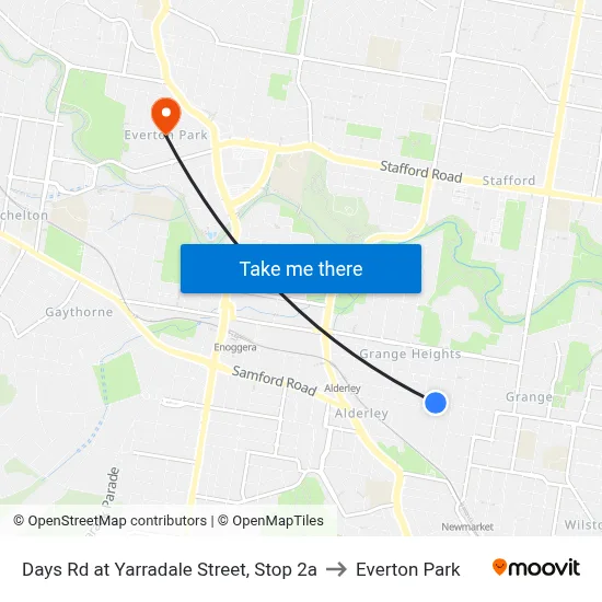 Days Rd at Yarradale Street, Stop 2a to Everton Park map