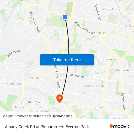 Albany Creek Rd at Pinnaroo to Everton Park map