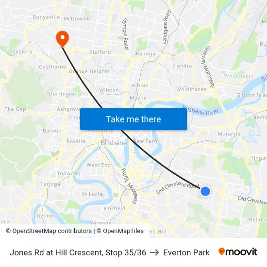 Jones Rd at Hill Crescent, Stop 35/36 to Everton Park map