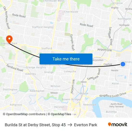 Burilda St at Derby Street, Stop 45 to Everton Park map