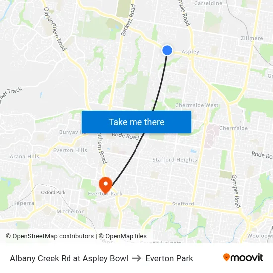 Albany Creek Rd at Aspley Bowl to Everton Park map