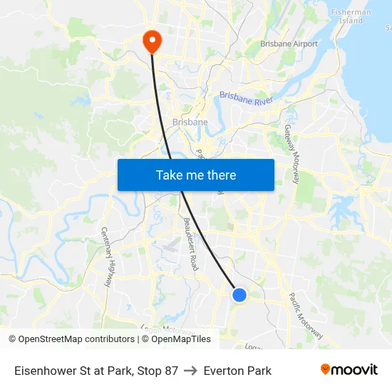 Eisenhower St at Park, Stop 87 to Everton Park map