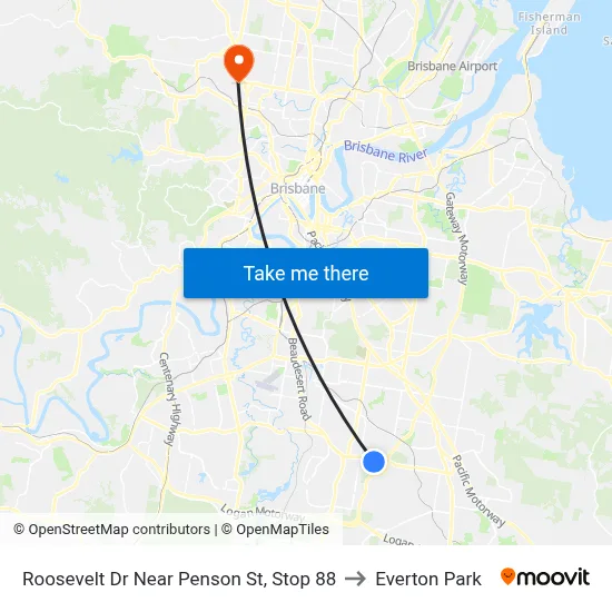 Roosevelt Dr Near Penson St, Stop 88 to Everton Park map