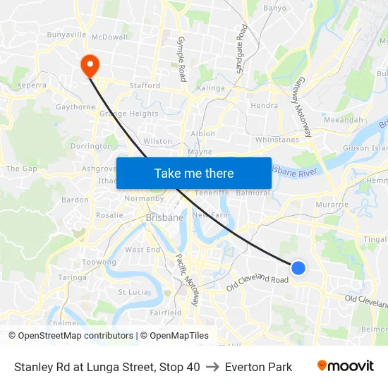 Stanley Rd at Lunga Street, Stop 40 to Everton Park map