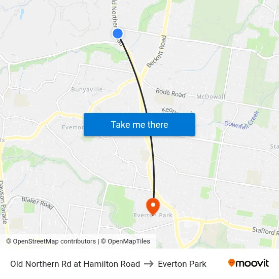Old Northern Rd at Hamilton Road to Everton Park map