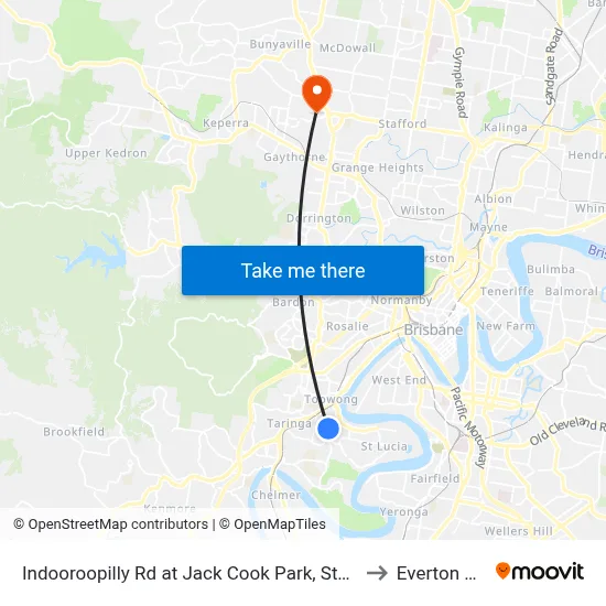 Indooroopilly Rd at Jack Cook Park, Stop 18/19 to Everton Park map