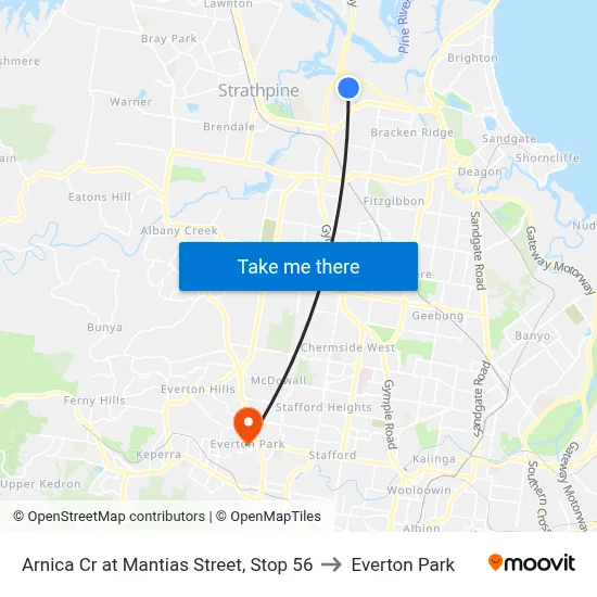 Arnica Cr at Mantias Street, Stop 56 to Everton Park map