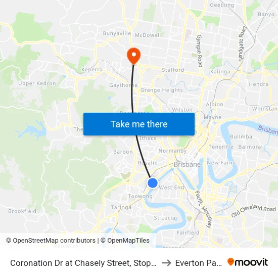 Coronation Dr at Chasely Street, Stop 8 to Everton Park map