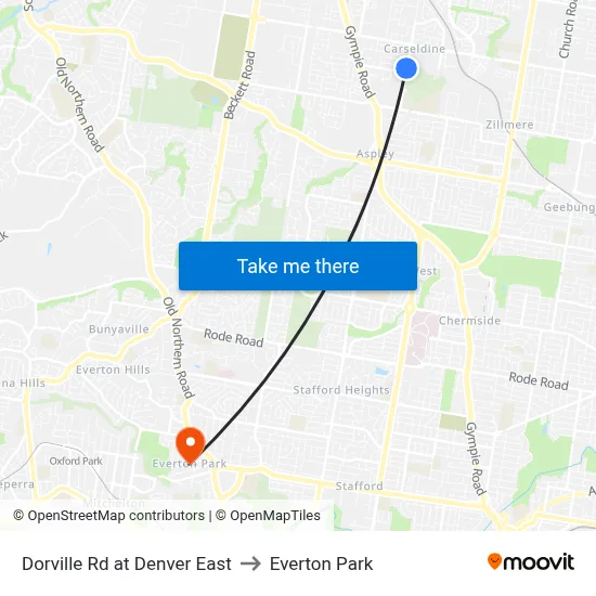 Dorville Rd at Denver East to Everton Park map