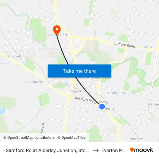 Samford Rd at Alderley Junction, Stop 26 to Everton Park map