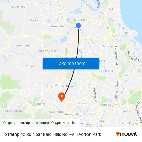 Strathpine Rd Near Bald Hills Rd to Everton Park map