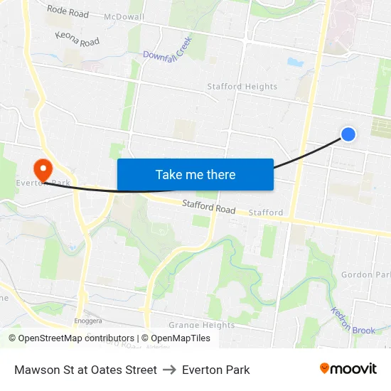 Mawson St at Oates Street to Everton Park map