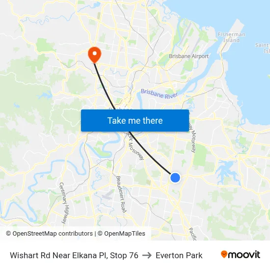 Wishart Rd Near Elkana Pl, Stop 76 to Everton Park map