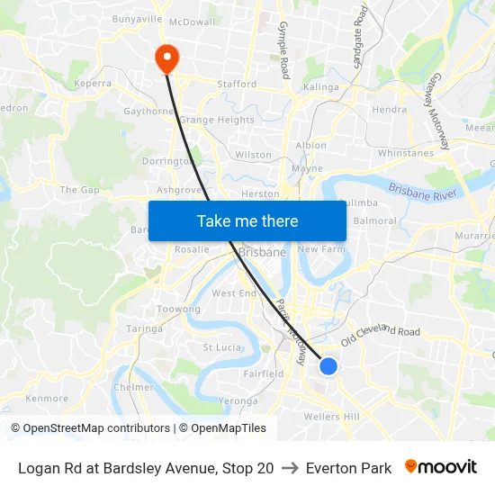 Logan Rd at Bardsley Avenue, Stop 20 to Everton Park map