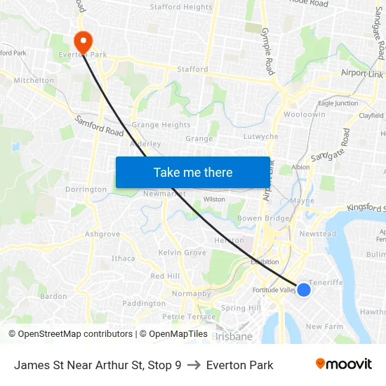 James St Near Arthur St, Stop 9 to Everton Park map