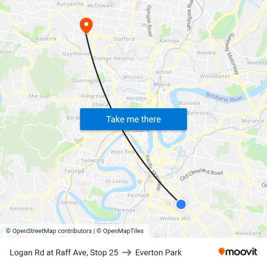Logan Rd at Raff Ave, Stop 25 to Everton Park map