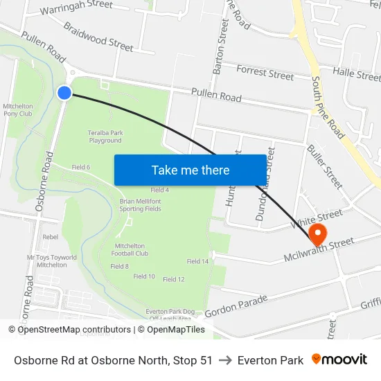 Osborne Rd at Osborne North, Stop 51 to Everton Park map