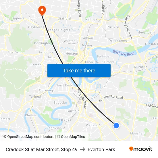 Cradock St at Mar Street, Stop 49 to Everton Park map
