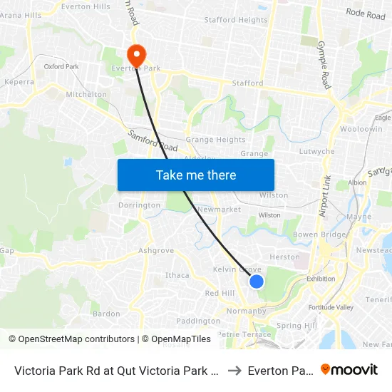 Victoria Park Rd at Qut Victoria Park Rd to Everton Park map
